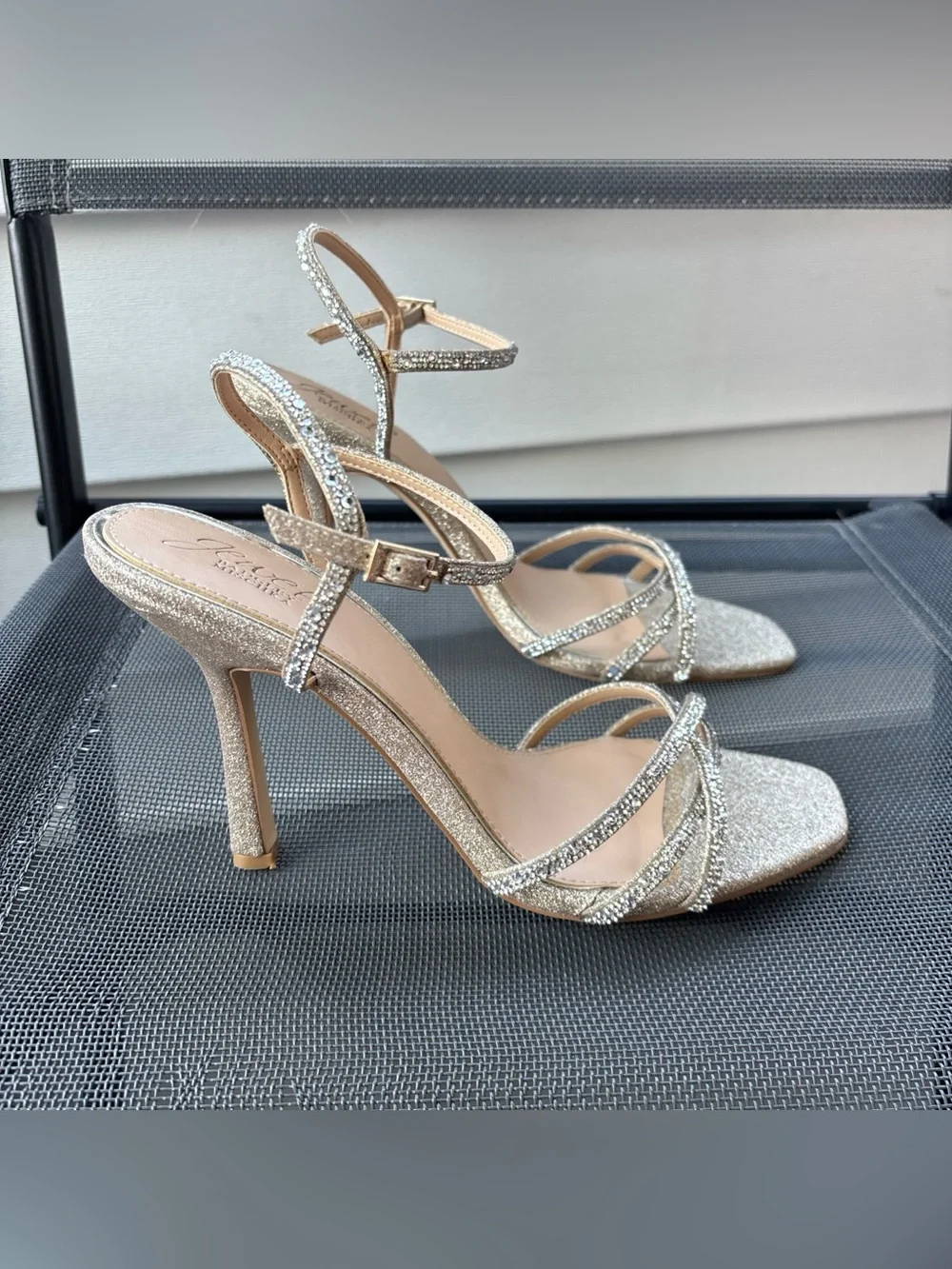 Jewel Badgley Mischka Evening Heels Sandals Size 8.5